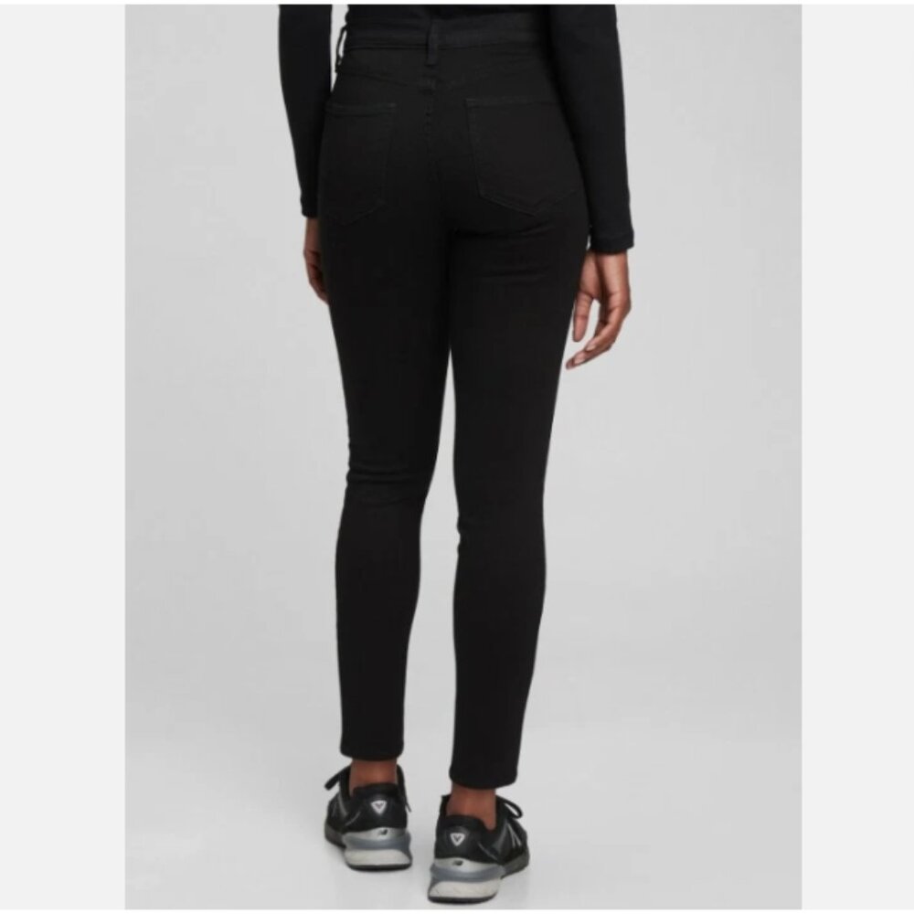 GAP Mid Rise True Skinny Ankle Jeans Black Rinse Size 26/2 RT$80 NWT Biker Moto - Picture 7 of 15